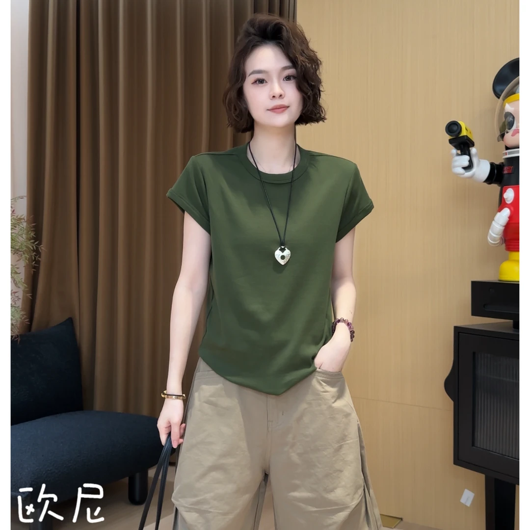 欧尼私服 2025夏新款韩版正肩飞飞袖宽松显瘦短袖T恤2507C3806