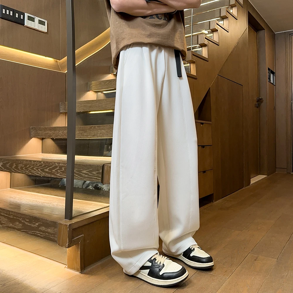 NINEDAO/玖岛美式宽松休闲直筒裤男cleanfit高街百搭微喇弯刀裤子