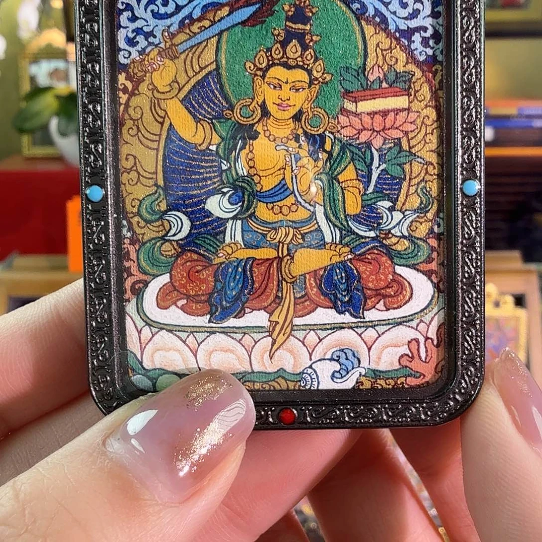 吊坠藏卡文殊纯手绘道杰