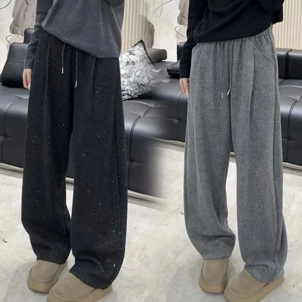 孕妇裤子秋冬季外穿加绒高腰宽松撒银弯刀运动裤休闲百搭卫裤长裤