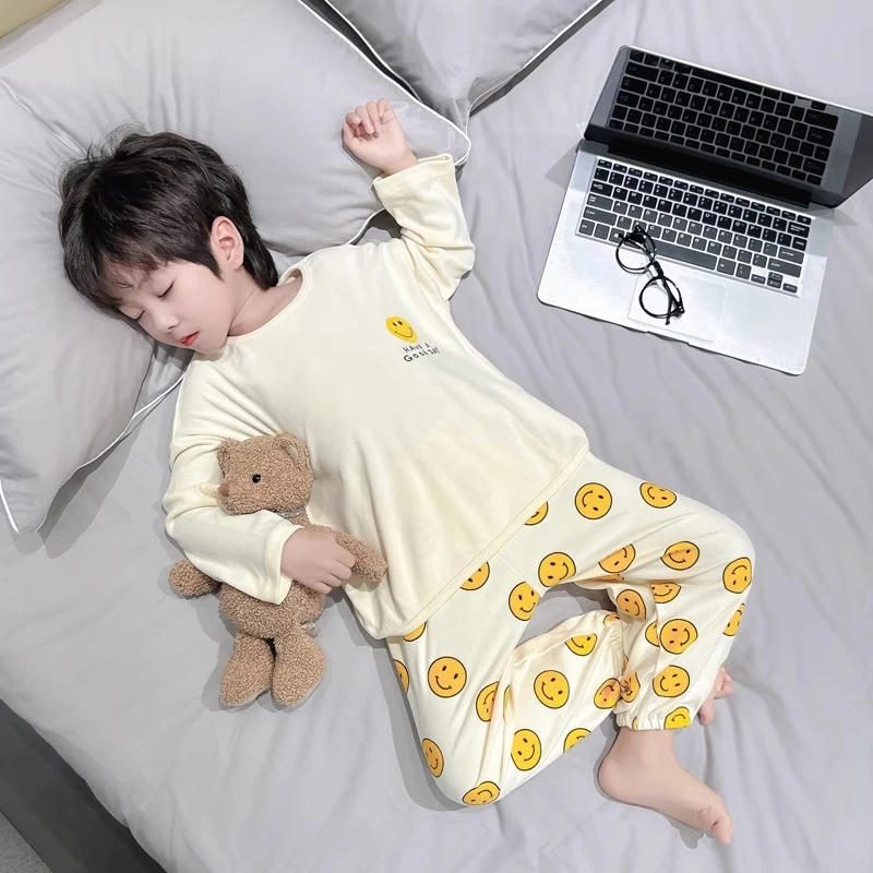 男女儿童纯棉秋装长袖新款可爱家居服童装卡通舒适亲肤睡衣男女童