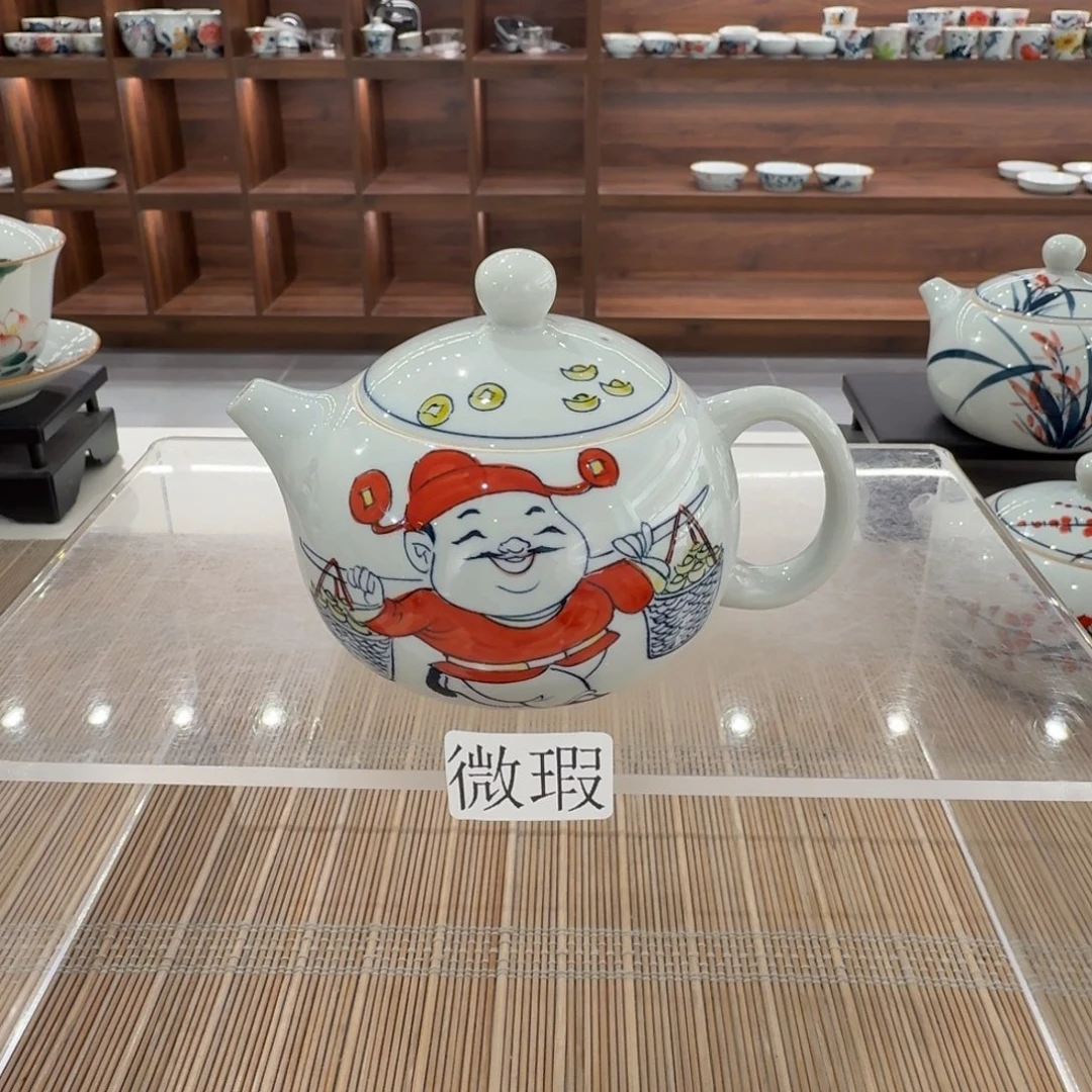 釉下手绘茶具微瑕