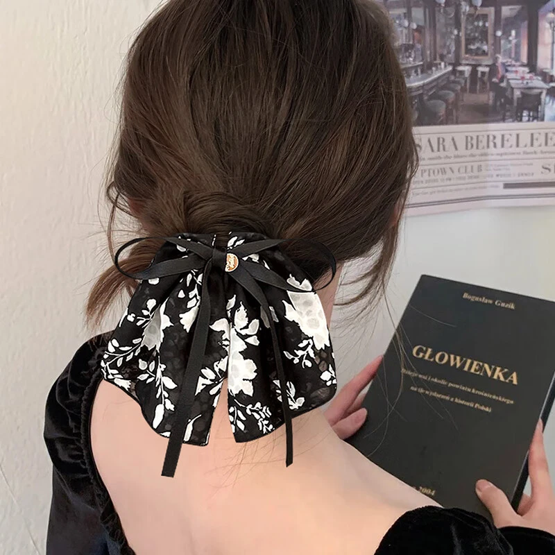 【2025年新款】精致简约甜妹韩系设计少女百搭高弹力水墨蝴蝶结法式