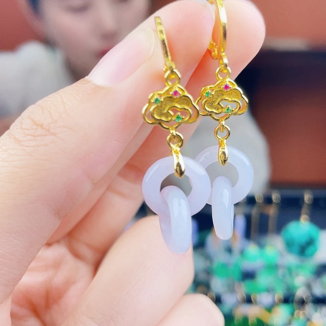 翡翠未镶嵌耳饰饰品