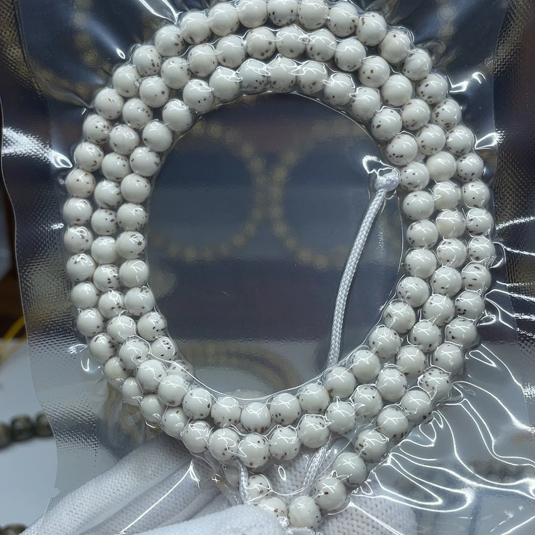 星月菩提手串6圆珠，骨瓷白双留白