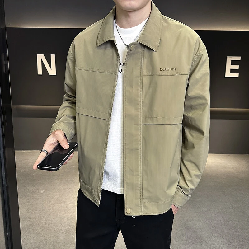 春秋季新款夹克男翻领行政外套青年帅气韩版潮流休闲工装褂子上衣