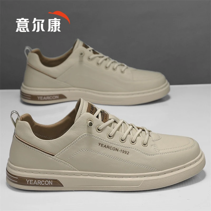 意尔康男鞋新款秋季时尚休闲皮鞋男士运动百搭一脚蹬潮流小白板鞋