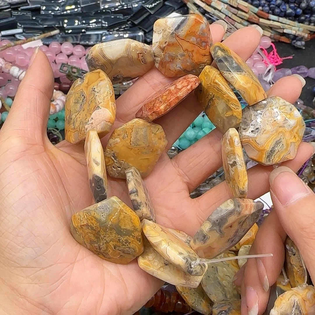 玛瑙/玉髓合金珠宝半成品疯狂玛瑙牌子24mm一条