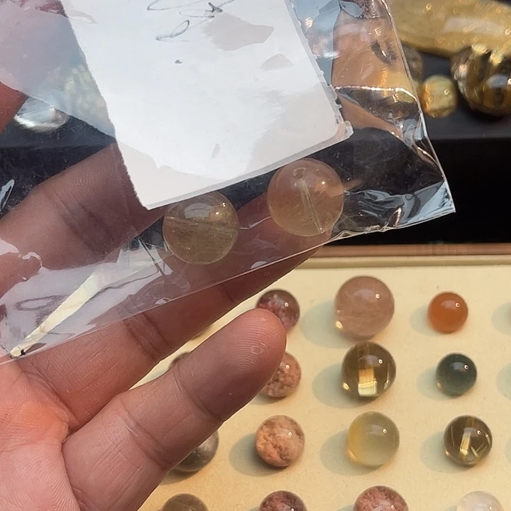 未镶嵌珠宝半成品发晶15.5mm金发晶珠