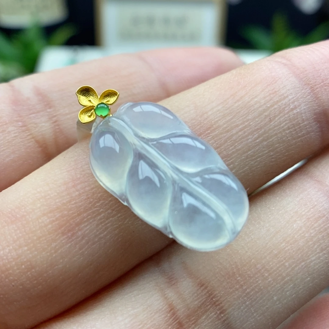 翡翠18K金镶嵌颈饰吊坠6