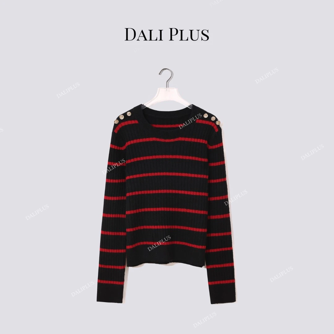 DALI PLUS“圣诞系列红条纹毛衣”羊驼混纺撞色针织-D5MM3323