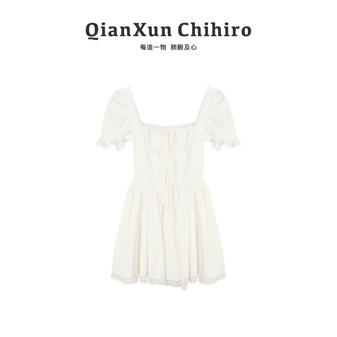 冉冉定制●「软软芭蕾」X4LYQ0709A白色仙气法式连衣裙女莫奈花园风