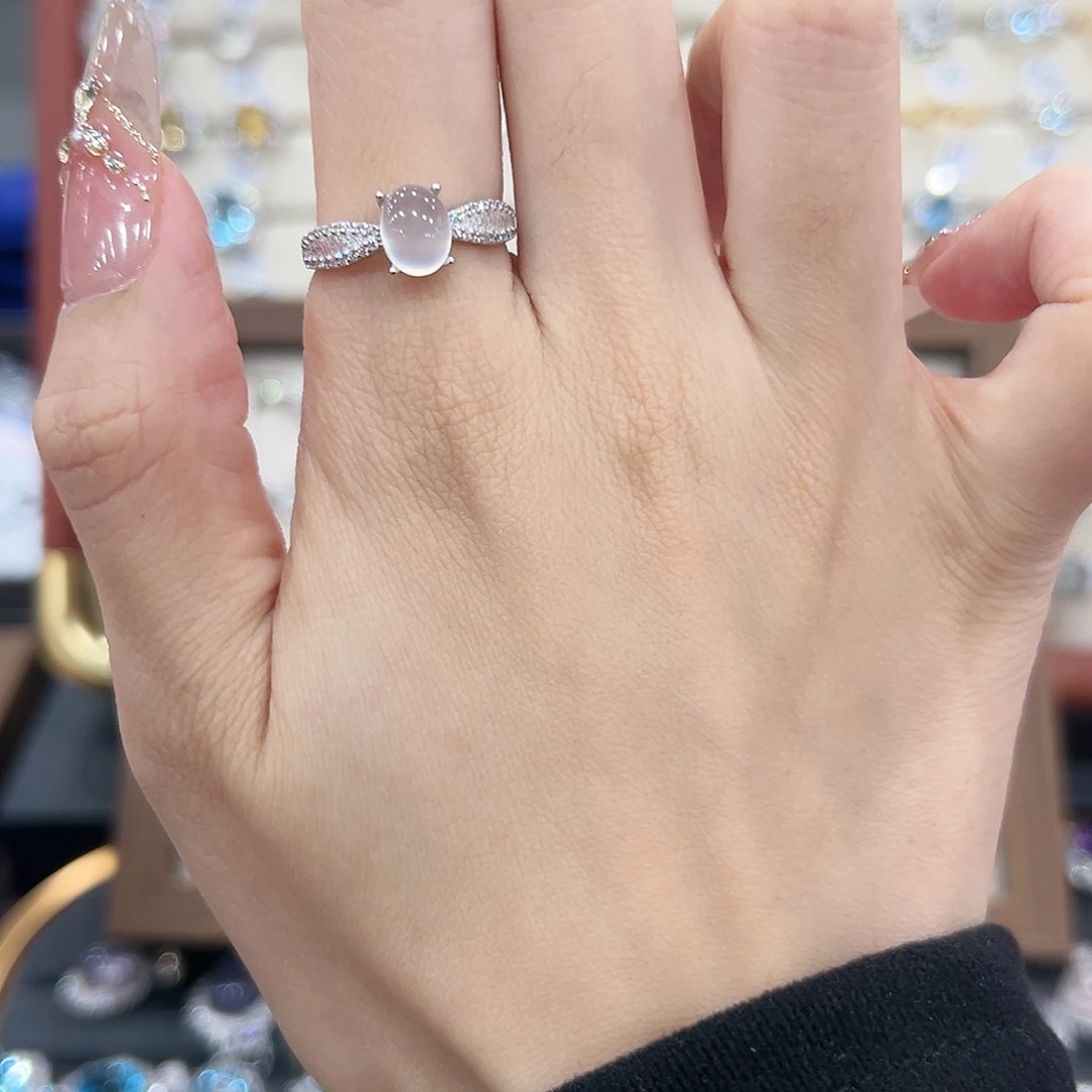 ****岫玉银S925镶嵌戒指