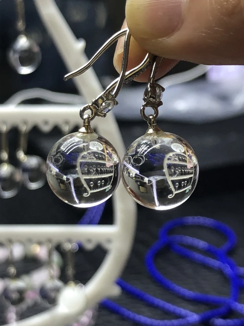 天然白水晶耳坠（耳勾款）111