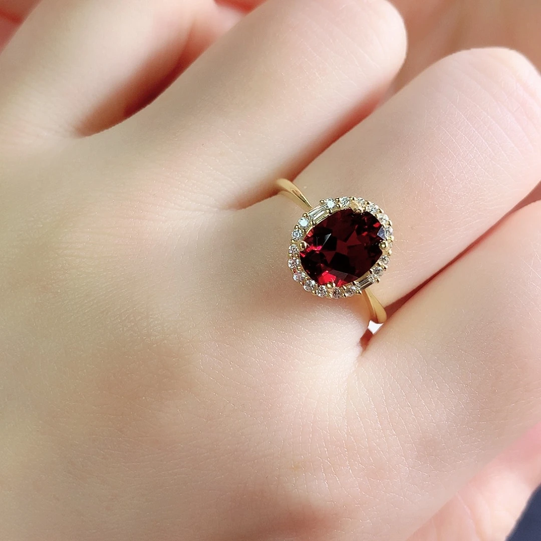 石榴石戒指银S925镶嵌32-3