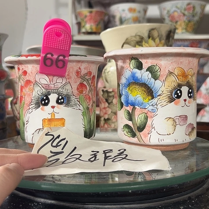 景德镇幸运花盆手绘韩式花盆
