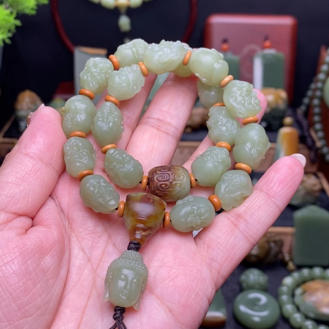 岫岩河磨玉（透闪石质玉）未镶嵌手串