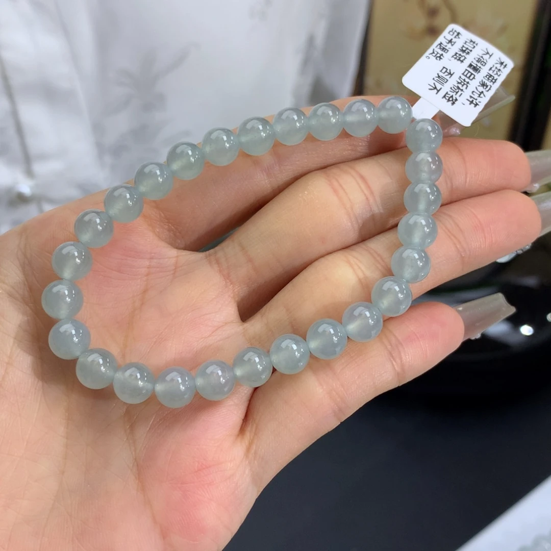 未镶嵌手链翡翠卡6.6冰胶蓝晴手串