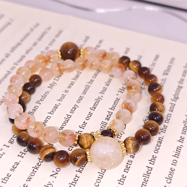 【日进斗金】天然虎眼石黄水晶手串