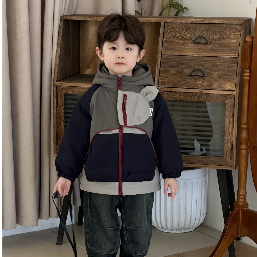 MOMOCO春季新款男童韩版休闲加棉外套时尚棉服75430580018