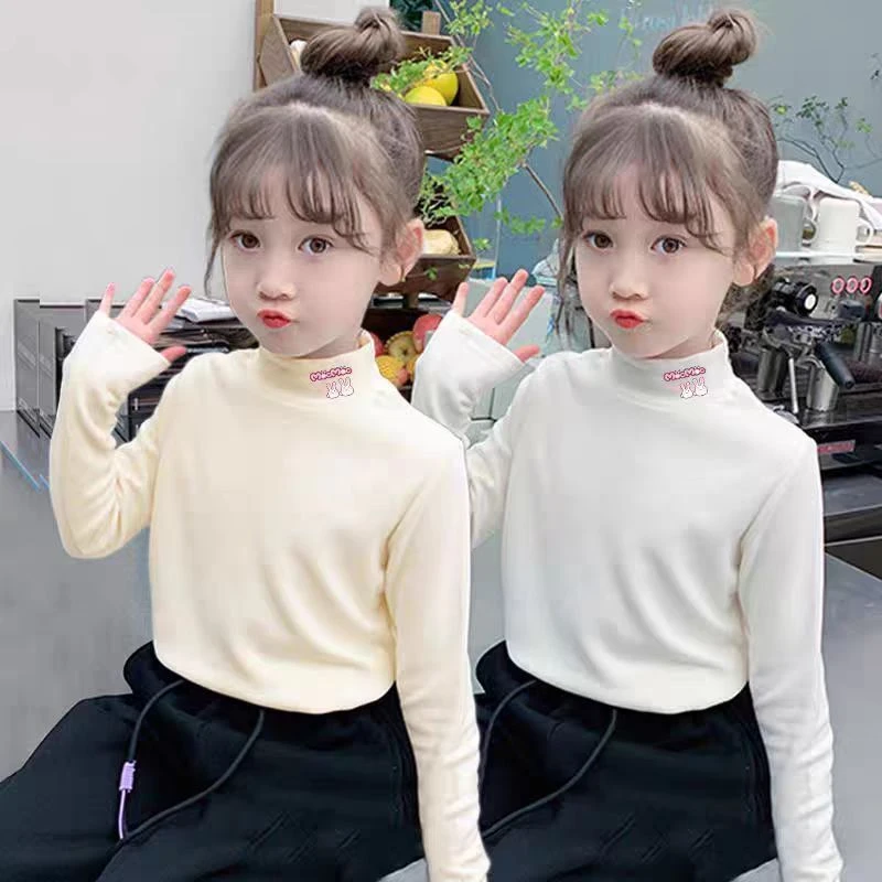男女童半高领潮儿童德绒打底衫秋冬新款男女童半高领中大童上衣潮