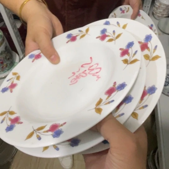 瓷片陶瓷陶瓷8英寸深盘3个高岭土