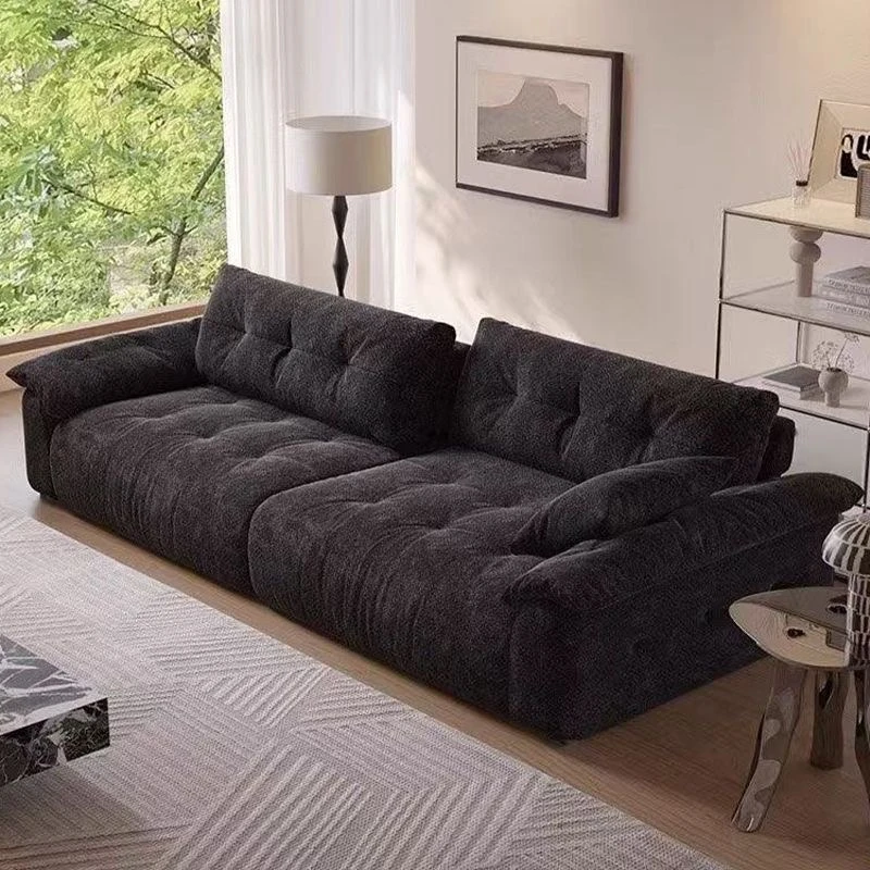 奥兹【活动专拍】意式极简雪尼尔直排布艺沙奶油风免洗家用型布沙发