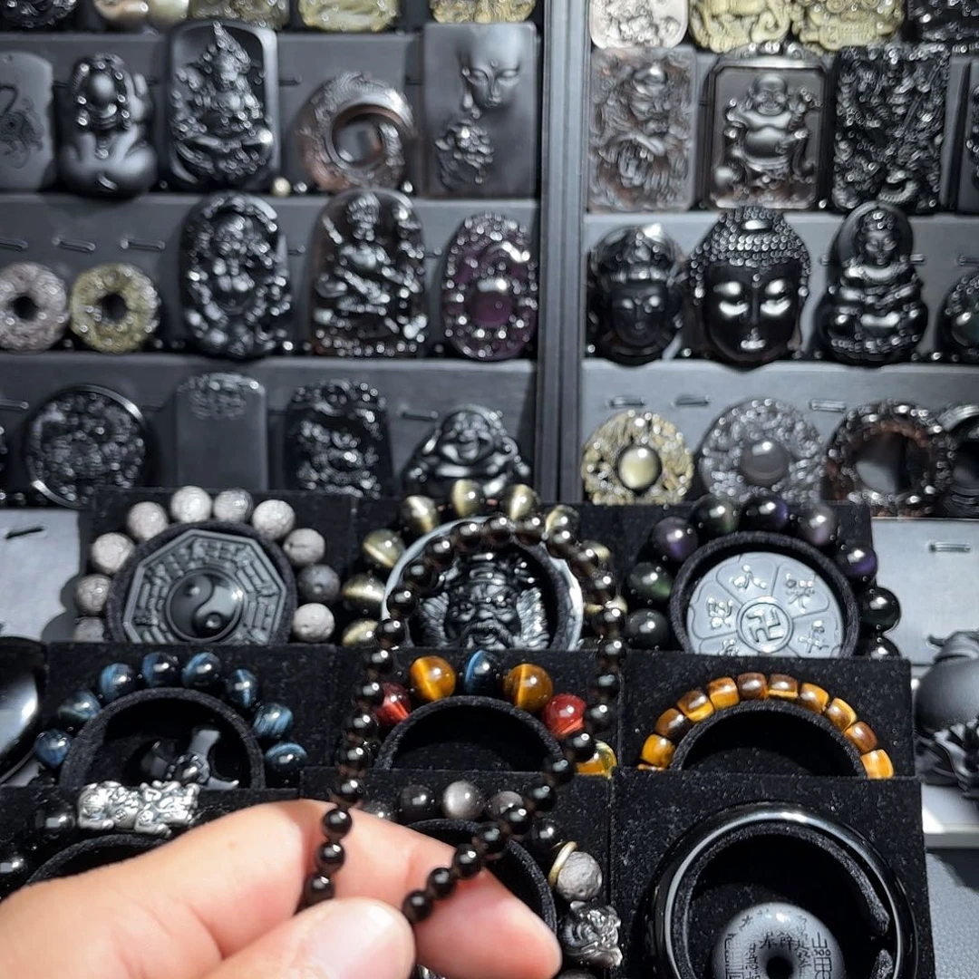 小***吖黑曜岩未镶嵌手链