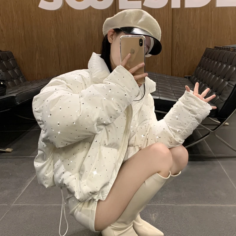 C-5861大码冬季新款小众款满天星棉服外套