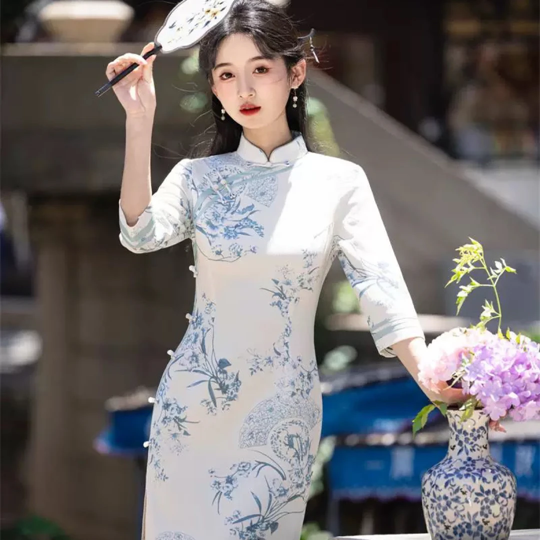 【2846 爆款国风 青花 】显瘦气质修身中国风旗袍