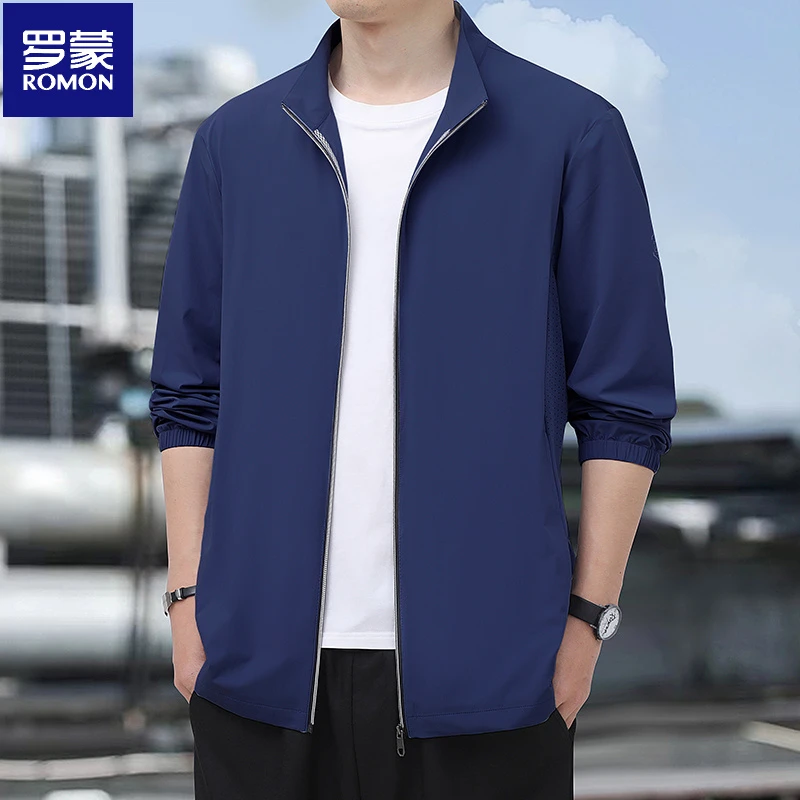 罗蒙夏季冰丝防晒衣2025新款时尚潮流透气外套商务休闲立领夹克男