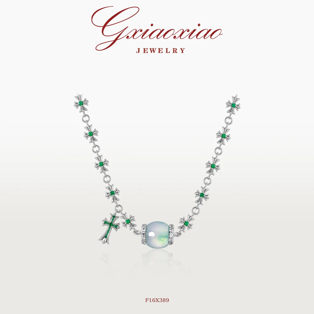 G XIAOXIAO 镀K金 轻奢气质复古高级十字架路路通项链 F16X389