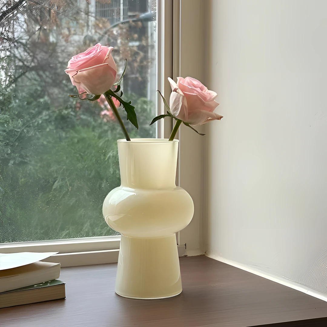 小花瓶摆件客厅插花高级感中古黑色玻璃透明水养水培玫瑰郁金香花