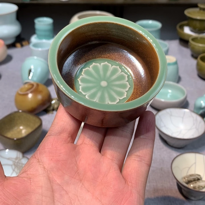 龙泉青瓷手工直口杯