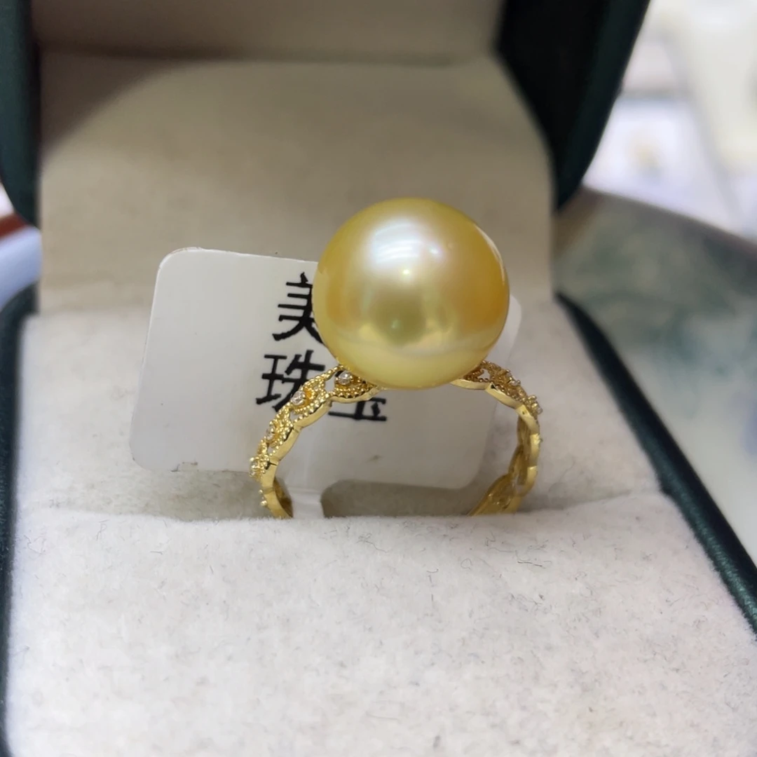 戒圈18K金镶嵌海水珍珠