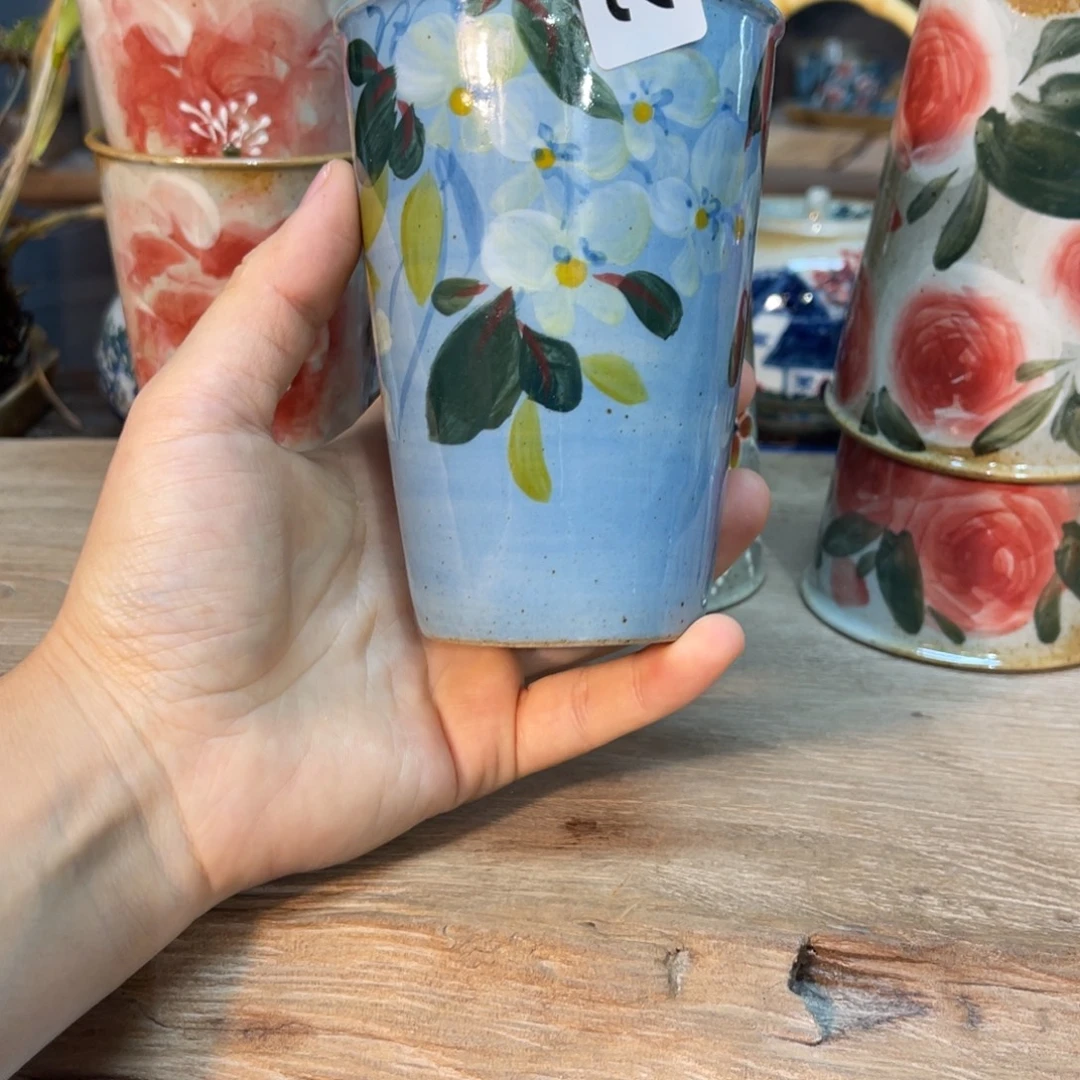 叶***子壶素浅陶瓷手工手绘
