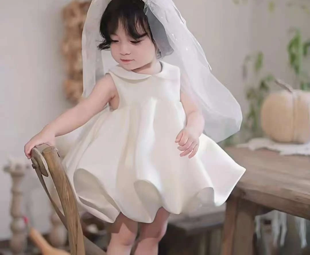 女宝宝生日宴公主裙2025新款婴儿抓周礼服女童拍照百天童高端礼服