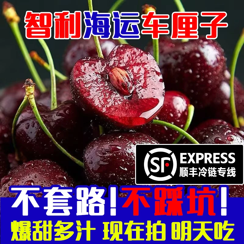 3J-4JD智1利海运进口车厘子新鲜头茬水果内附果径卡800g~2500g桑提娜樱桃智利共和国