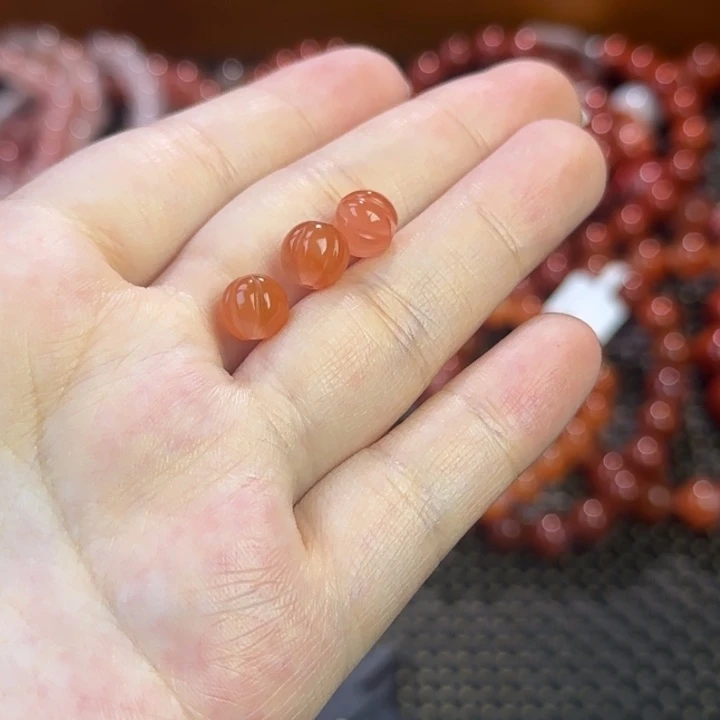 南红玛瑙未镶嵌珠宝半成品南瓜珠组合