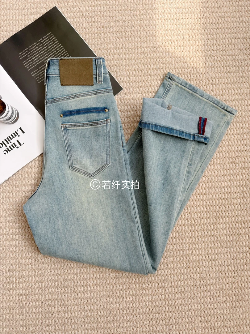 Pretty Silhouette/若纤B21八面微弹【雅丹蓝】窄版直筒裤显瘦遮肉