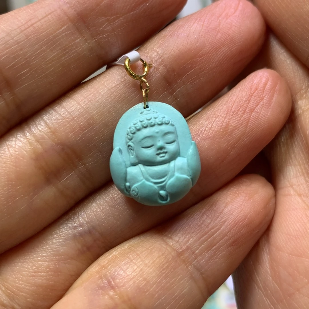 18K金镶嵌绿松石吊坠