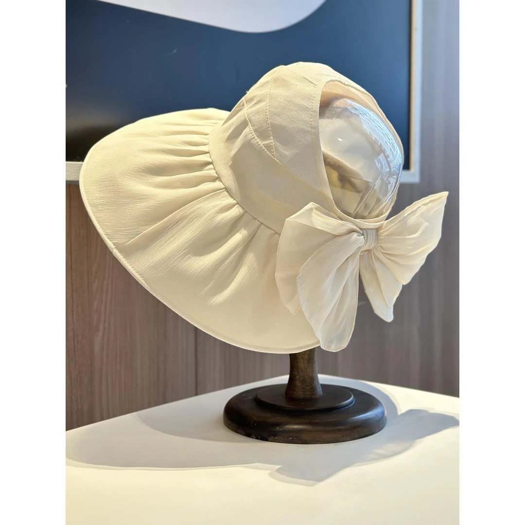 culv夏季大檐蝴蝶结遮阳渔夫帽子女新款出游显脸小太阳帽空顶盆帽