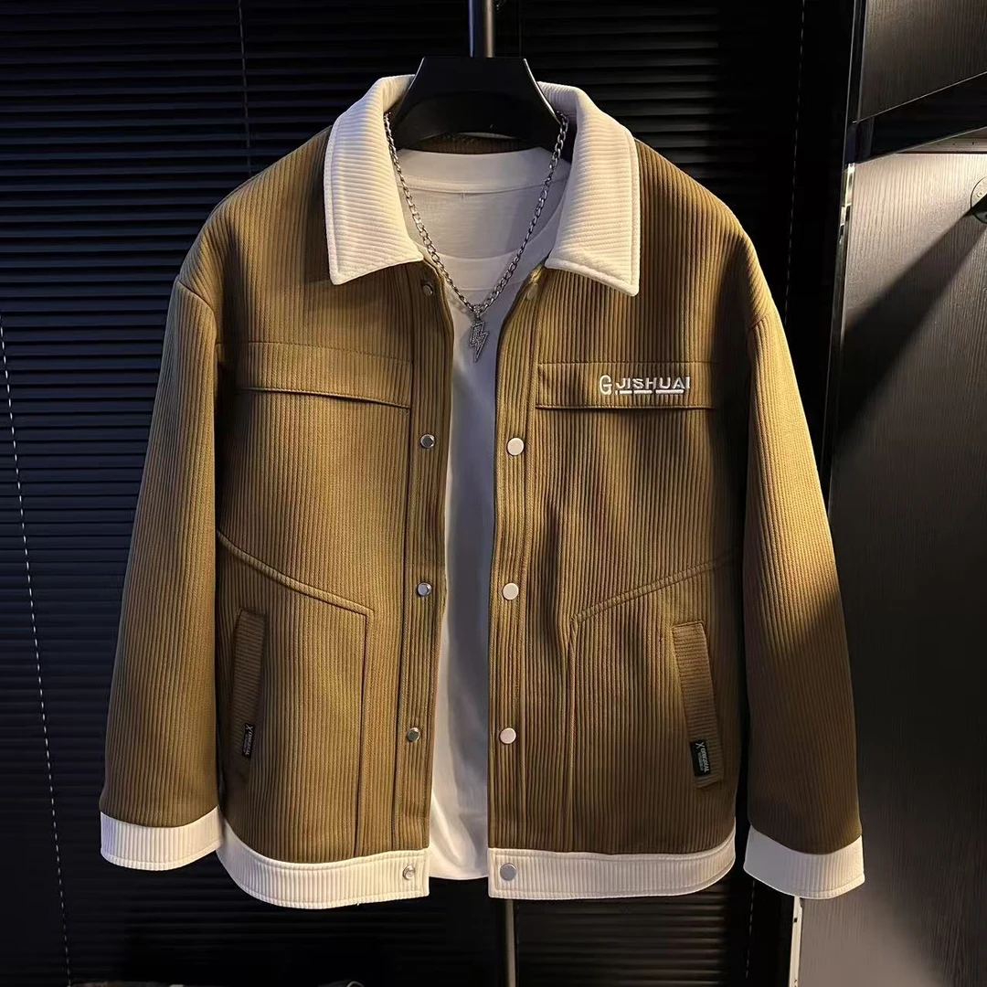 KK-2025春秋季新款外套翻领夹克男士工装上衣潮流百搭休闲秋装