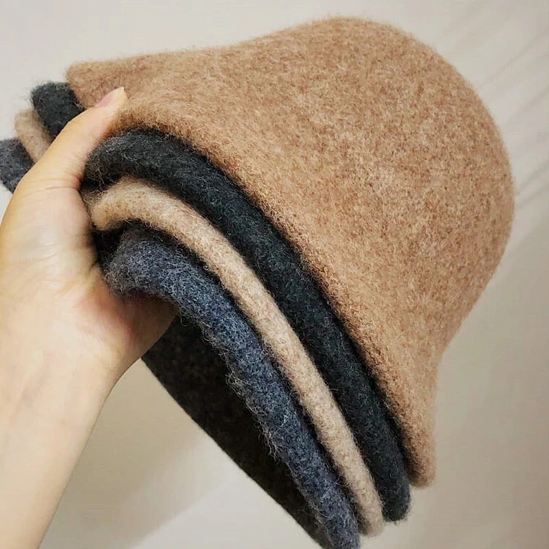 高级感帽子女秋冬季网红渔夫帽英伦毛茸茸加厚保暖盆帽韩系水桶帽