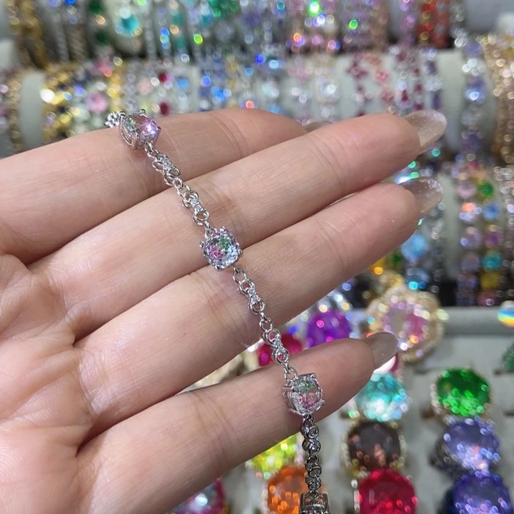 6锆石（处理）深蓝色玫瑰切手链