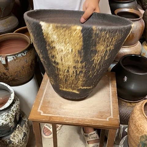 紫砂花盆口34高度28黑姹