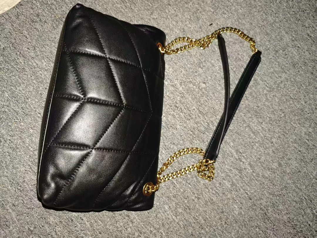 YUSHA/高档30CM黑色阿杨菱形条纹链条信封包-金链-8018