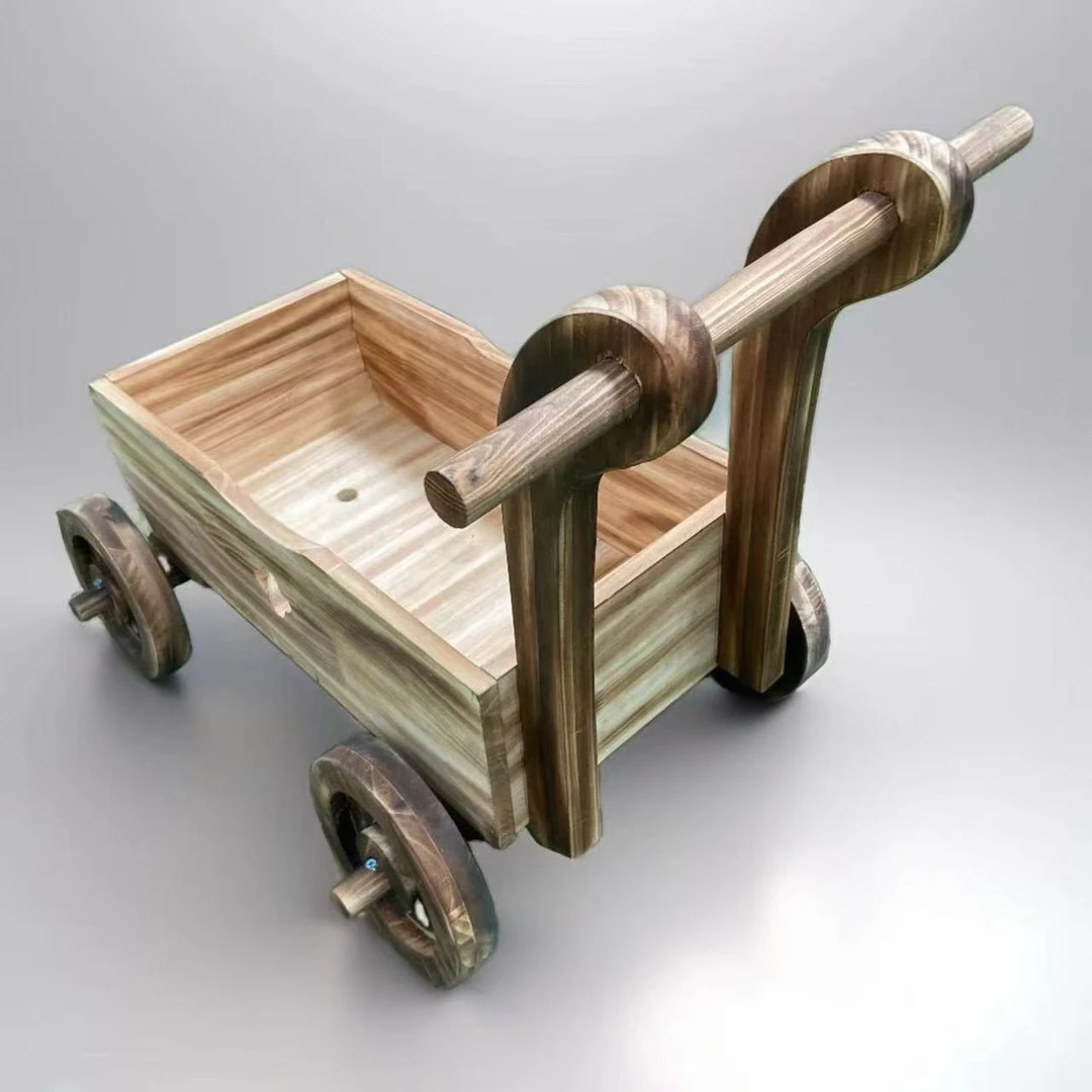 防腐木花车碳化户外木制庭院花盆阳台花槽多层花箱装饰摆件专用