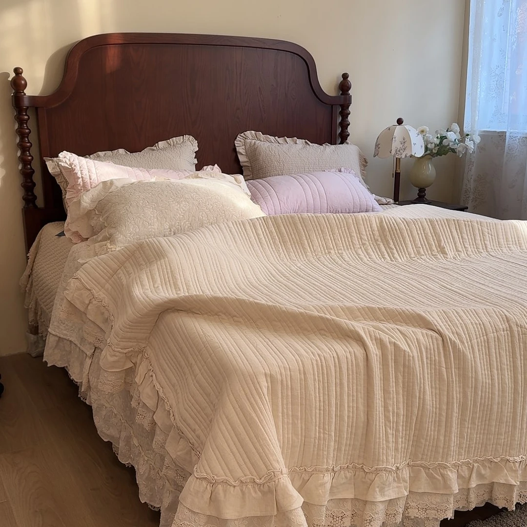 棉棉麻花边三件套