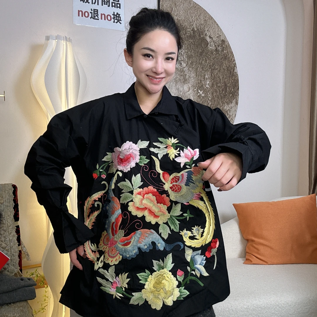【一潮家】“蝶梦牡丹” 秋款新中式时尚气质刺绣高端女士上衣888887